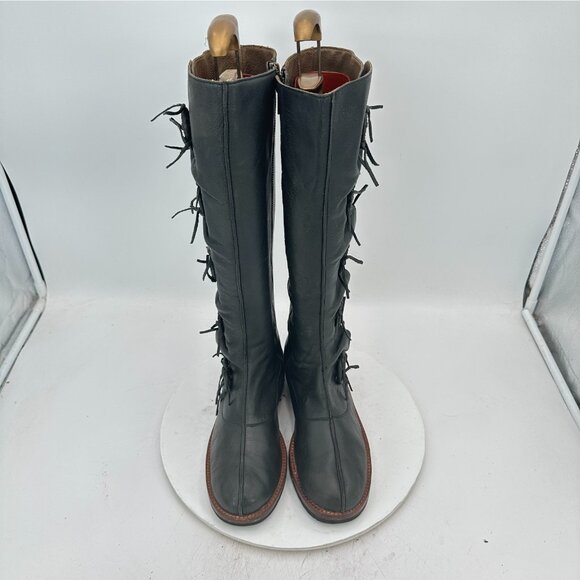 Jim Barnier Dreamcatcher Women Size 7 Black Leather Side Zip up Knee High Boot - Picture 3 of 13